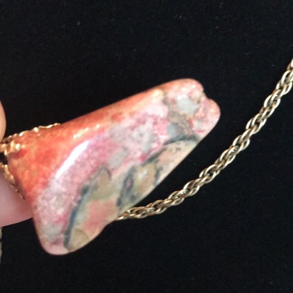 Gold tone boho necklace fashion jewelry w/stone - Picture 6 of 6